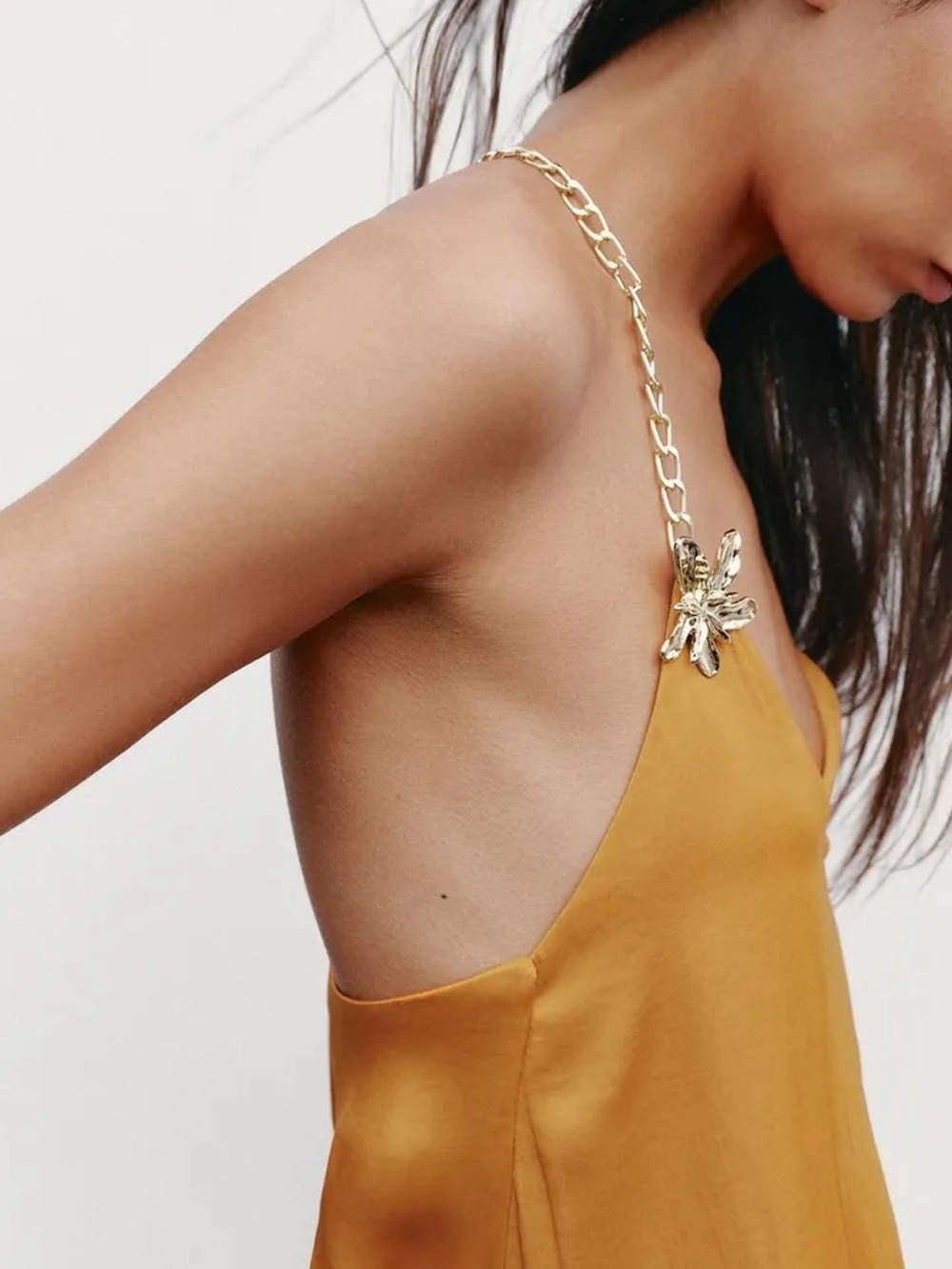 ZARA NWT Sunflower Orange Midi Dress - Picture 7 of 9